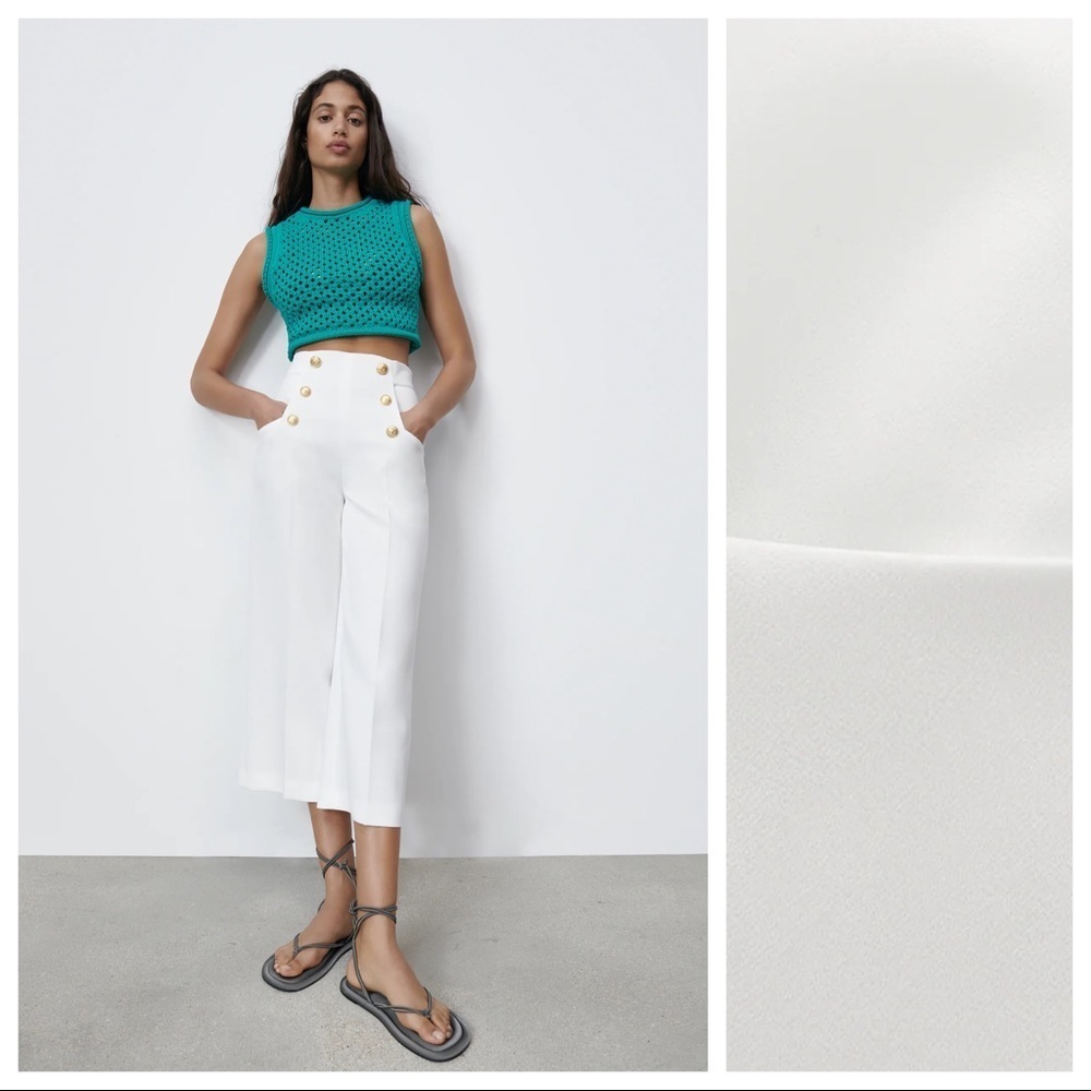 Nwt Zara White Buttoned Buttoned Culottes Size Xxl